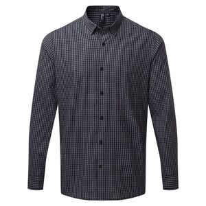 Premier Mens Maxton Check Long Sleeve Shirt / Steel/Black